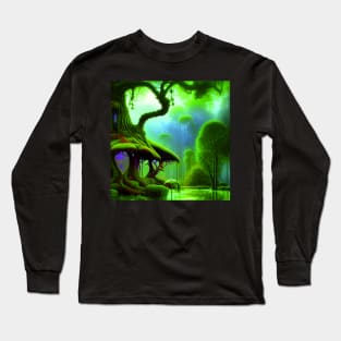 Tree House Portrait, greenery Outside Long Sleeve T-Shirt